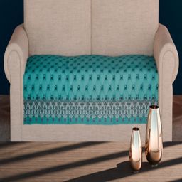 Fashion Throw Turquoise Blue & Grey Printed Velvet 1 Piece Sofa Cover-image-50