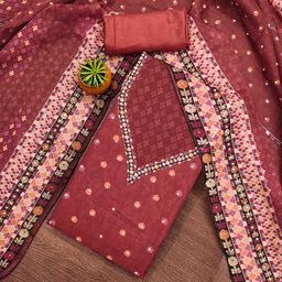 KIMISHA Floral Beads And Stones Embellished Organza Unstitched Dress Material-image-34