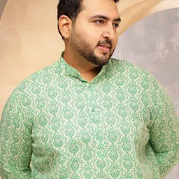 SOJANYA PLUS Men Bandhani Printed Festive Linen Straight Kurta-image-72