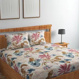 CHHILAKIYA Multicoloured Floral 210 TC King Bedsheet with 2 Pillow Covers-image-80