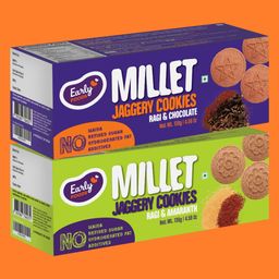 Early Foods Organic Ragi & Amaranth Cookies Combo - Choco Jaggery, Sugar-Free, 300gm Pack for 8M+ Kids-0