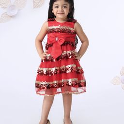 Mark & Mia Sleeveless Frock Sequin Embellished - Red-picture-21