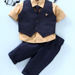 Robo Fry Full Sleeves 3 Piece Party Suit - Beige Blue-picture-15
