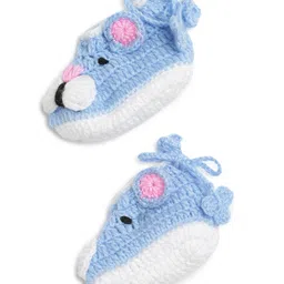 MayRa Knits Bow Design Crochet Booties - Blue-picture-20