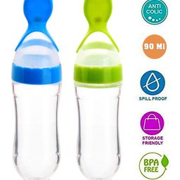 The Little Lookers Squeezy Silicone Food Feeder Pack of 2 Blue Green - 90 ml each-14