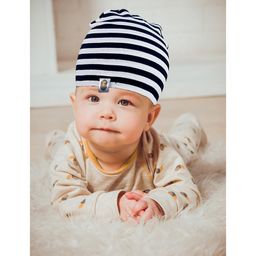 Syga Knitted Stripe Cap Black White - Circumference 40 to 55 cm-27