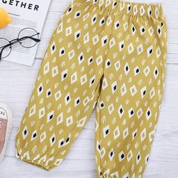 Kookie Kids Full Length Lounge Pant Geometric Print - Yellow-image-3