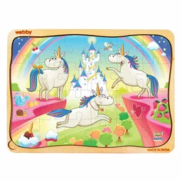 Webby Funny Unicorns Wooden Jigsaw Puzzle Multicolor - 24 Pieces-picture-44