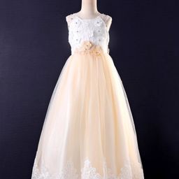 Mark & Mia Sleeveless Full Length Gown Floral Applique - Beige-image-51