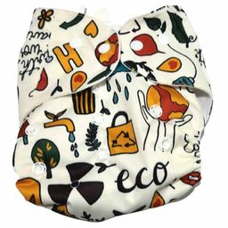 The Mom Store Eco Friendly  Printed Reusable Cloth Diaper With Insert - White-31