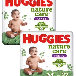 Huggies Nature Care 100% Organic Cotton Premium Baby Diaper Pants Size Medium - 22 Pieces   - (Pack of 2)-image-71