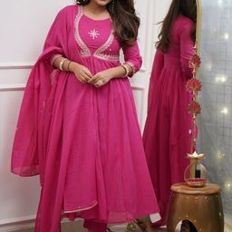KALINI Women Embroidered Anarkali Kurta Set-24