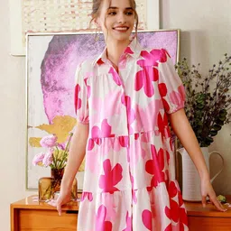 Sugathari Floral Print Ruffled A-Line Midi Dress-picture-12