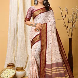 KALINI Ethnic Motifs Printed Zari Sungudi Saree-26