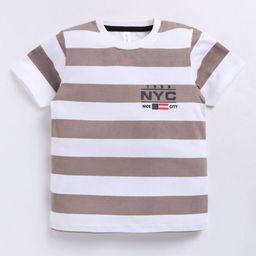 Ginie Boys Typography & All Over Stripe Printed Breathable Tshirt-1