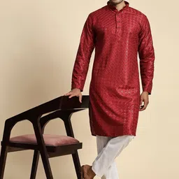Pro-Ethic STYLE DEVELOPER Embroidered Sequinned Pure Cotton Straight Kurta With Pyjamas-13