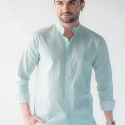 VELLURE Men's Pinstripe Linen Full Sleeve Shirt-image-81
