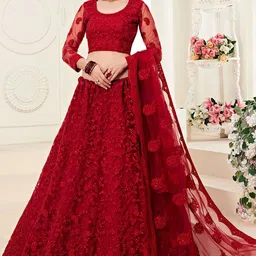 APNISHA Embroidered Thread Work Semi-Stitched Lehenga & Unstitched Blouse With Dupatta-picture-19