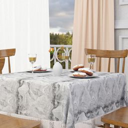 Kuber Industries Grey & White Printed Waterproof 4-Seater Square Table Cover image 2