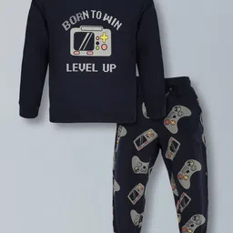PLUM TREE Boys Typography Printed Round Neck Pure Cotton T-shirt & Jogger-image-6