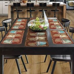PRAKARTIK 4- Pcs Brown & Blue Cotton Printed Rectangle Table Placemats-4