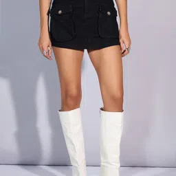 SASSAFRAS Denim A-Line Mini Skirt-image-16
