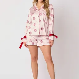 LULU & SKY Women Lapel Collar Night Suits-picture-37