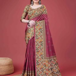 DIVASTRI Floral Silk Blend Banarasi Saree-image-39