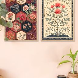 Kotart Brown & White 2 Pieces Floral And Botanical Wooden Wall Arts-picture-11