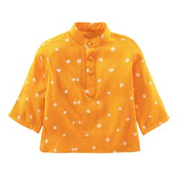JAV CREATIONS Boys Bandhani Printed Band Collar Pure Cotton Kurta With Pyjamas-image-94