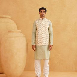 SOJANYA Men Regular Thread Work Kurta with Churidar-picture-13