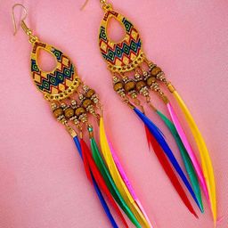 ZIVOM Feather Shaped Drop Earrings-image-4