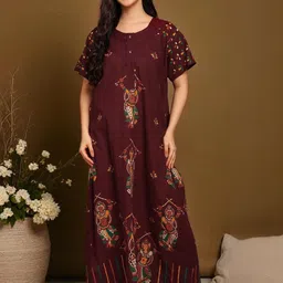 Moda Rapido Women Printed Maxi Nightdress-picture-48