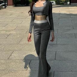 KPOP Round Neck Top With Trousers Co-Ords-picture-45