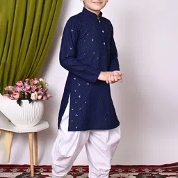 NFC CREATION Boys Embroidered Regular Sequinned Kurta with Patiala image 4