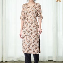 HERE&NOW Women Floral Printed Regular Kurta with Trousers-image-94