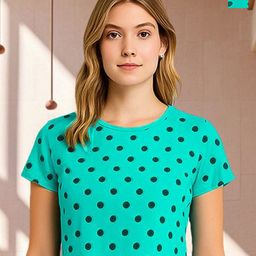 Unicus Apparel Women Pack of 2 Polka Dot Printed Round Neck Short Sleeve Crop Top-image-84
