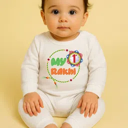 The Peppy Tend Infant My 1st Rakhi Printed Pure Cotton Romper-image-40