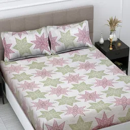Myntra Elegant Homes Off White & Red Printed 300 TC King Bedsheet Set 2.50 m x 2.25 m-image-60