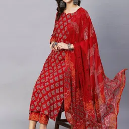 GoSriKi Women Floral Printed Regular Kurta with Trousers & With Dupatta-58