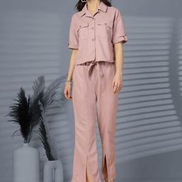 Mast & Harbour Shirt Collar Shirt With Trousers Co-Ords-image-119