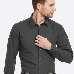 English Navy Men Spread Collar Solid Slim Fit Formal Shirt-image-99