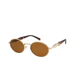 DressBerry Women Oval Sunglasses with UV Protected Lens Oval Prada Gold Brwn-9