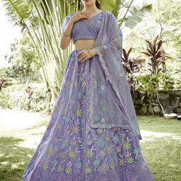 Warthy Ent Embroidered Sequinned Semi-Stitched Lehenga & Unstitched Blouse With Dupatta-picture-2
