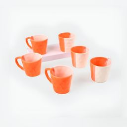 Storepedia Orange & White 6 Piece Textured Ceramic Matte Cups Set of Cups and Mugs-2