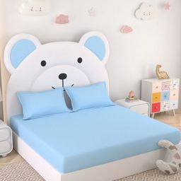 Pure Decor Blue 400 TC Cotton King Bedsheet Set 2.74m X 2.74m-image-55