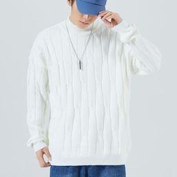 StyleCast x Revolte Men Cable Knit Longline Pullover-image-62