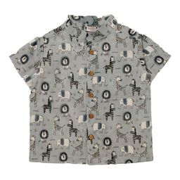 SNOWFLAKES Boys Animal Printed Spread Collar Short Sleeves Comfort Casual Cotton Shirt-40