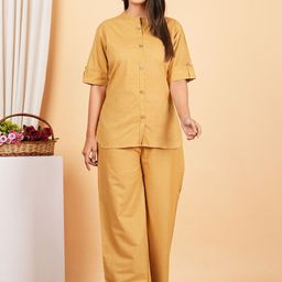 CANVIR Pure Cotton Mandarin Neck Top & Palazzo Co-Ord Set-image-103