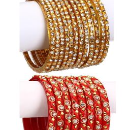 SOMIL Set of 20 Stones Studded Bangles-19